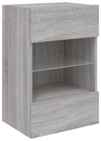 Móvel de parede p/ TV c/ luzes LED 40x30x60,5cm cinzento sonoma