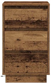 Mesa de Cabeceira com LED Madeira Velha 39x34,5x65 cm Madeira de Engen