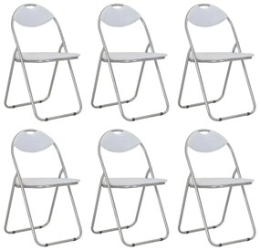 Cadeiras de jantar dobráveis 6 pcs couro artificial branco