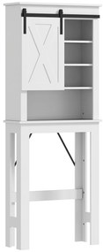HOMCOM Móvel sobre Sanita com Porta de Correr Estilo Celeiro e 6 Compartimentos Móvel Casa de Banho Rústico 67x25x172 cm Branco | Aosom Portugal