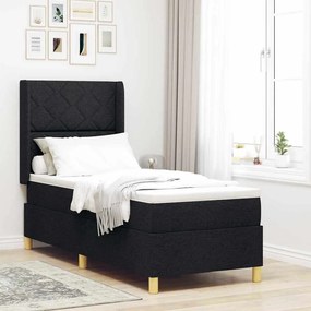 vidaXL Cama Box com colchão com cabeceira Preto 140 x 200 cm tecido