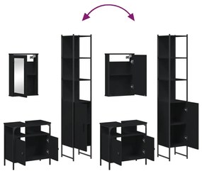 3 pcs conjunto móveis casa de banho derivados de madeira preto