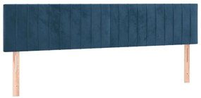Cabeceira de cama c/ luzes LED veludo 160x5x78/88cm azul-escuro