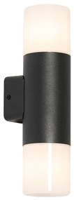Candeeiro de parede exterior preto com cúpula opala 2 luzes IP44 - Odense Moderno