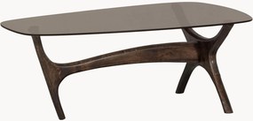 Mesa de centro em madeira de manga com tampo de vidro orgânica Flash