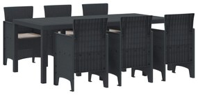 vidaXL Conjunto de Jantar para Jardim 7 pcs Antracite Rattan Polt