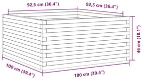 Vaso/floreira jardim 100x100x46 cm pinho maciço castanho mel