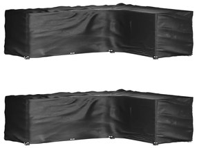 vidaXL Capas p/ mobília jardim forma de L 2 pcs 18 ilhós 285x220x80 cm