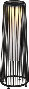 Candeeiro Solar de Vime de Energia Solar com LED 1,5 W Interruptor de Controle Automático de Luz Ø21,5x61cm Preto