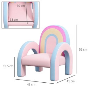 Poltrona para Crianças Pequenas em Forma de Arco Íris para Crianças de 1,5 a 5 Anos para Dormitório Sala de Estar kg 43x41x51 cm Rosa