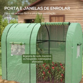 Estufa de Jardim Estufa Resistente com 4 Janelas Anti-UV para Cultivo de Plantas em Terraço Pátio 185x94x150 cm Verde