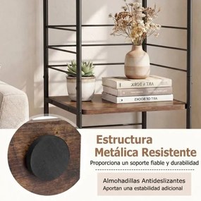 Estante giratória de 4 níveis Torre 360° com estrutura metálica 40 x 40 x 115 cm economiza espaço de canto para escritório, casa, sala, Preto+Castanho