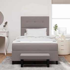 Cama Box Spring com Colchão &amp; Banco Cinza 120x200 cm Tecido