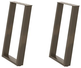Pés para mesa de jantar em formato de U, 2 peças, aço natural, 60x(72-