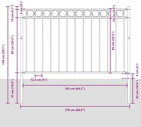 Cerca de Jardim Cinza 1,7x1 m em Aço