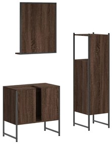 3 pcs conjunto móveis WC derivados de madeira carvalho castanho