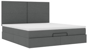 Estrutura de cama otomana com colchão tecido cinzento escuro