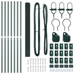 Conjunto de Poste de Cerca Conjunto de 2 Verde Aço, PVC