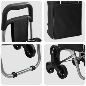 Carrinho de Compras vidaXL com Escada Preto 38 L