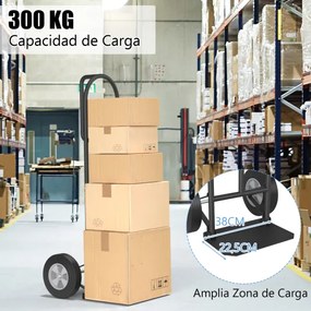 Carrinho de Mão transporte Caixas com rodas 25 cm Carga dupla 300 kg 51 x 48 x 132 cm Preto