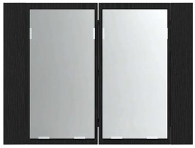 Armário de Espelho LED para Casa de Banho vidaXL Preto Carvalho 60x12x