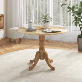 Mesa de jantar redonda de 100 cm para 4 pessoas em madeira de cauchu com base em pedestal para sala de estar e sala de jantar Cor Natural