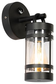 Candeeiro de parede exterior preto IP44 com sensor de movimento - Ruben
