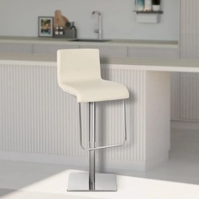 Banco de bar Limon em couro sintético 39 x 80-103 x 46 cm Creme