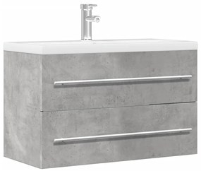 vidaXL Armário de lavatório derivados de madeira cinza concreto