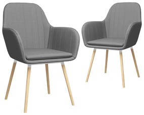 vidaXL Cadeiras jantar c/ apoio de braços 2 pcs tecido cinzento-claro
