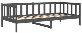 Sofá-cama 90x200 cm madeira de pinho maciça cinzento