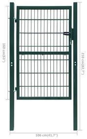 Portão de cerca (individual) 2D 106x210 cm verde