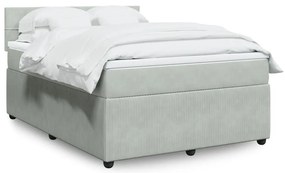 vidaXL Cama com molas/colchão 160x200 cm veludo cinzento-claro