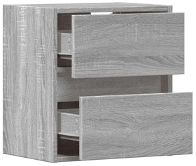Mesa de cabeceira de parede com luzes LED cinzento sonoma