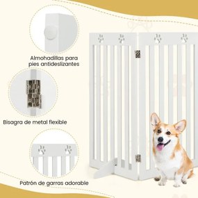 Barra de segurança extra largo com 2 pés de apoio Barreira interior de 3 painéis para escadas autónomas 50 x 89 cm Branco
