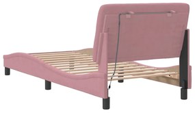 Estrutura de cama c/ luzes LED 90x200 cm veludo rosa