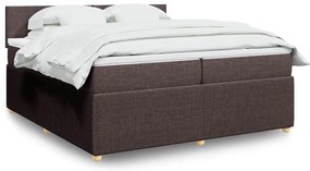 Cama com molas/colchão 200x200 cm tecido castanho-escuro
