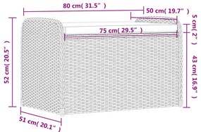 Banco de arrumação com almofadão 80x51x52 cm vime PE castanho