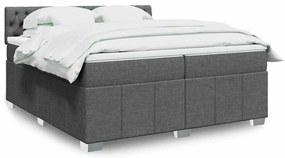 Cama com molas/colchão 200x200 cm tecido cinzento-escuro