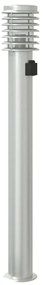 Candeeiro chão p/ exterior c/ tomada 110 cm aço inox. prateado
