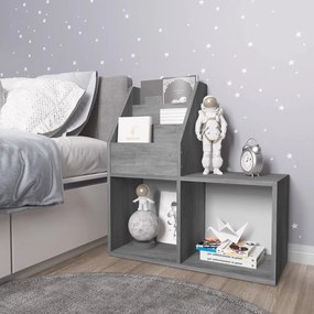 339517 vidaXL Suporte revistas infantil 71x30x78,5 cm aglom. cinzento cimento