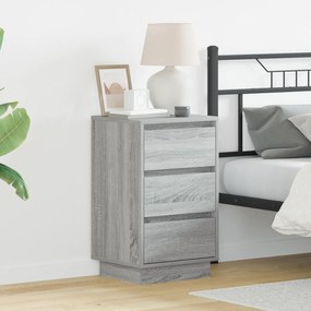 vidaXL Armário de cabeceira com LED Cinza Sonoma 39x34.5x65 cm Madeira engenheirada