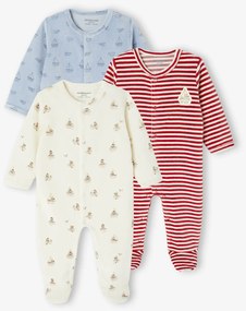 Lote de 3 pijamas em veludo, para recém-nascido azul-noite