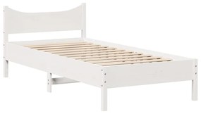 Cama sem colchão 75x190 cm madeira de pinho maciça branco