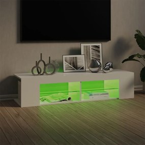 Móvel de TV com luzes LED 135x39x30 cm branco brilhante