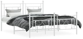 Estrutura de cama com cabeceira e pés 160x200 cm metal branco