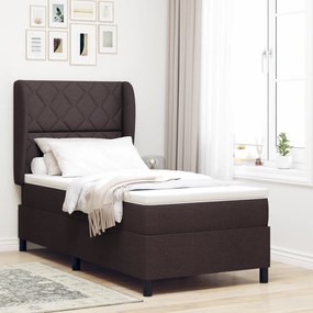 Cama Box Spring vidaXL com Colchão Castanho 90x190 cm Tecido