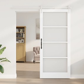 Conjunto de Porta Deslizante vidaXL com Ferragens Brancas 93x211 cm Ma