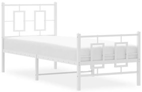 Estrutura de cama com cabeceira e pés 75x190 cm metal branco