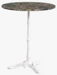 Mesa De Bar Redonda Ø60cm Em Pedra Natural Azteca Mármore Verde Forest - Branco Glacial - Sklum